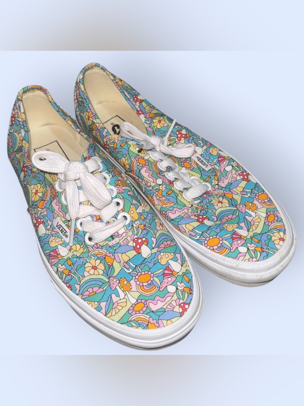 Vans Vibrant Trippy Mushroom and Floral Print  Canvas Sneakers - Picture 2 of 7